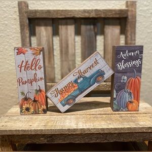 Fall Tier Tray Decor, Hobby Lobby Hello Pumpkin Happy Harvest & Autumn Blessings